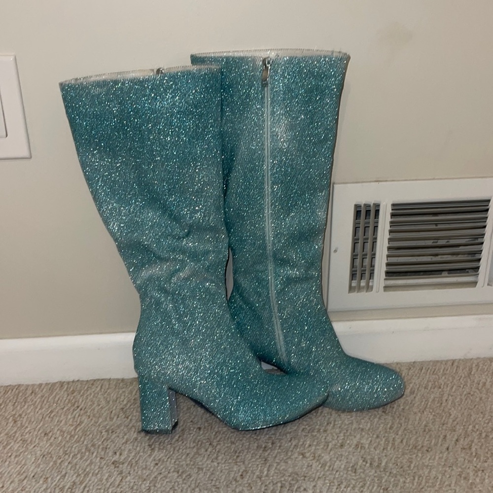 blue glitter boots size 8
